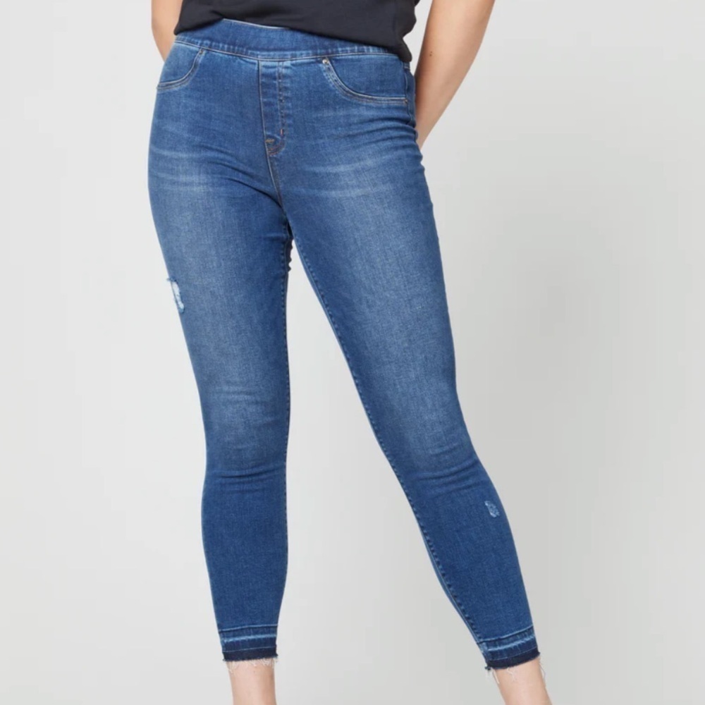 Spanx Distressed Ankle Skinny Jeans Jeggings Medium Wash Medium N